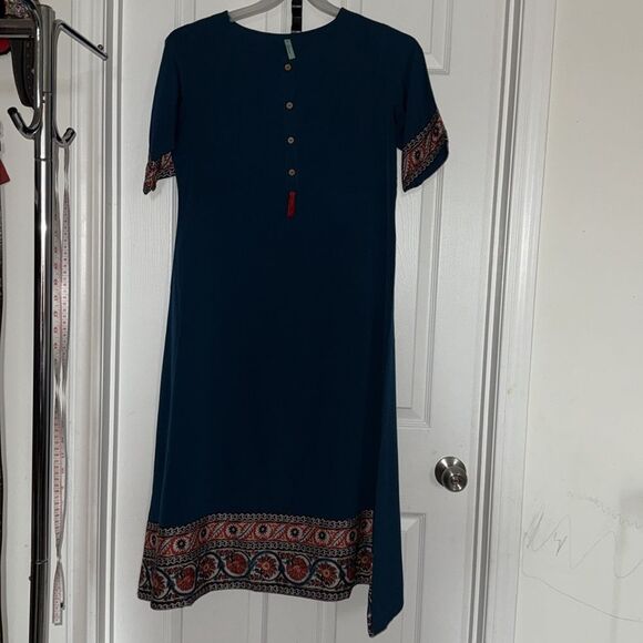 Women's Turquoise Kurti Top,Tunic length or midi dress Casual wear L NWOT - Picture 6 of 10